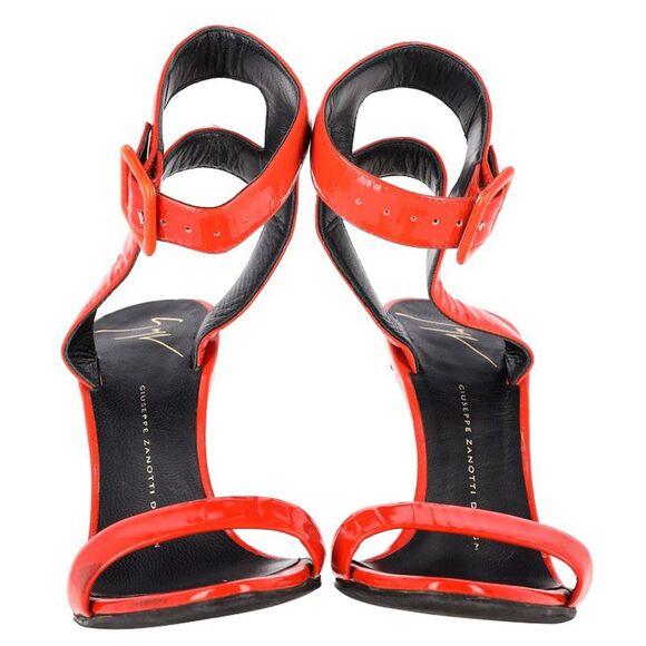 Giuseppe Zanotti High Ankle Strap Sandal Heels in Red Patent Leather - Picture 2 of 7